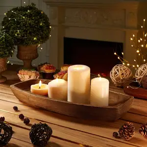 עץ בצק קערות יד-מגולף עבור דקורטיבי מדינה דקורטיבי נרות לסלון סידורי שולחן עץ בצק קערות