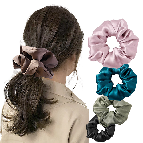 Satin Silk Solid Color Scrunchies Elastic
