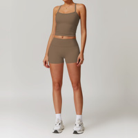 Ensemble de yoga 2 pièces brossé pour femme, tenue de fitness ajustée à séchage rapide pour la course en extérieur et l'entraînement en salle de sport en été, Style 8519