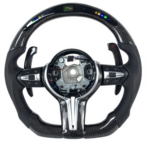 Volante de Fibra de Carbono con LED RPM para <span class=keywords><strong>BMW</strong></span> M3 M5 F06 F10 F11 F15 F16 F20 F21 F25 F30 F36 G30, Accesorios Interiores para Automóviles de Carreras - Product Image 1