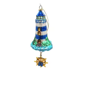 Custom Stained Blown Glass Hanging Christmas Vintage Island Pagoda Bell Ornaments With Compass