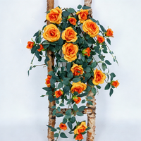 Guirlande de fleurs artificielles en soie violette rose rêveuse, style échelle de bouleau, à suspendre pour décoration de tonnelle, balançoire, vitrine ou mur.