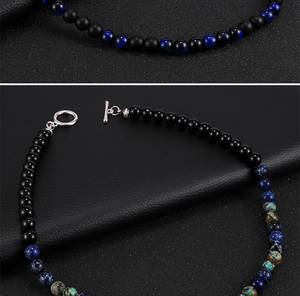 Zooying Natural Mapa Pedra Olho de Tigre Lapis Lazuli Pedra Beads Homens Gargantilha Colar Hematita Lava <span class=keywords><strong>Rock</strong></span> Chain Jóias - Product Image 6
