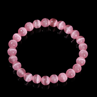 JD GEMS pierre de guérison cordon extensible élastique coloré yeux de chat pierre extensible corde bijoux rose yeux de chat pierre bracelet