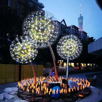 Décoration extérieure moderne pissenlit métal acier inoxydable Sculpture lumière Statue pour jardin vente