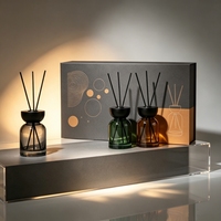 Bouteille diffuseur en verre coloré de 150 ml avec couvercle en bois, vide, pour diffuseur à bâtonnets, décoration parfumée pour la maison et l'hôtel