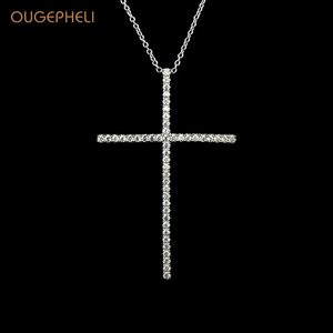 Ougepheli Chất Lượng Cao Christian Tôn Giáo Đồ Trang Sức Mạ Vàng Chuỗi <span class=keywords><strong>Micro</strong></span> <span class=keywords><strong>Pave</strong></span> Chữ Thập Mặt Dây Chuyền Vòng Cổ - Product Image 1