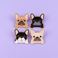En gros, Pin's en émail souple motif Bouledogue Français mignon, Badge animalier en métal avec logo personnalisé pour vêtements et sacs à dos
