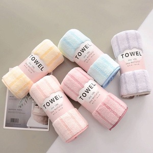 Bộ khăn mặt sợi microfiber nhanh khô, mềm mại như nhung san hô, thấm hút tốt, thiết kế sọc, chất liệu polyester fleece dùng cho gia đình - Product Image 2