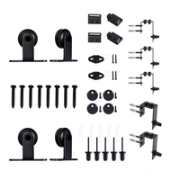 Kits de quincaillerie pour porte coulissante de grange à glissière de type supérieur avec revêtement noir personnalisé de 4 à 18 pieds pour deux portes de style coulissant