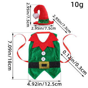 Green Velvet <b>Elf</b> Wine <b>Bottle</b> Cover with Hat Christmas <b>Elf</b> Costume Wine <b>Bottle</b> Ornament Supplies - Product Image 5