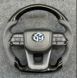 Volant en fibre de carbone de style <span class=keywords><strong>GR</strong></span> Upgrade300 pour Toyota LAND CRUISER 200 LC200 FJ200, volant à boutons noirs, 2008-2021 - Product Image 3