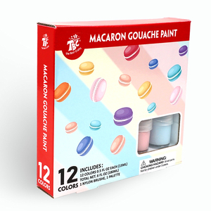 WingArt Quality 12 Macaron Color <span class=keywords><strong>Gouache</strong></span> Paint Set pour enfants Non toxique et polyvalent <span class=keywords><strong>sur</strong></span> toile papier <span class=keywords><strong>verre</strong></span> emballé dans une boîte - Product Image 6