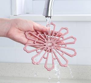 Forme de fleur évider coloré résistant à la chaleur tapis de Table TPR japonais Table isolation thermique Pad plaque plat bol tasse à thé Pot tapis - Product Image 4