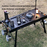 IGT Camping table à thé multifonctionnelle pour l'extérieur, table pliante longue, portable, pour pique-nique et barbecue