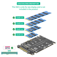 Adaptor Dual M.2 Key B+M ke U.2 SFF-8639, Kartu Konverter 2-in-1 M2 ke U.2 SFF8639/SAS/Dengan Penutup Plastik Hitam