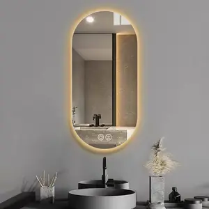 Anti-Fog-Badezimmer LED Hintergrund beleuchteter Smart Mirror Intelligenter Bogen Wand-Kosmetik spiegel mit Bluetooth-Lichtern