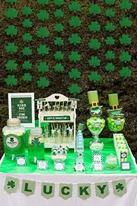 St. Patrick 'S Day Paper Green Lucky Glitter Opknoping Slinger Voor Vakantie Klaverdecoratie
