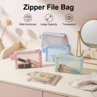 Carpeta de Archivos Transparente Portátil Directo de Fábrica, Bolsa de Archivos con Cierre Ligera y Reutilizable para Cosméticos, Papelería y Productos para el Cuidado de la Piel