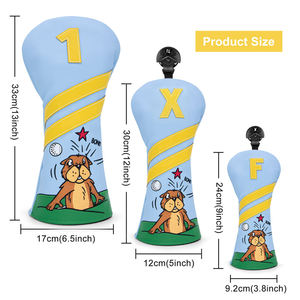 Housse de tête de club de golf personnalisée avec broderie de logo sur mesure en cuir PU pour 3 clubs de golf en bois - Product Image 2
