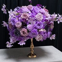 Décorations de table pour mariage RHD, boules de fleurs artificielles décoratives, boules de fleurs en soie rose violette