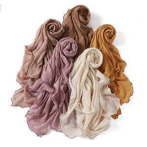 Nueva llegada Ruffle Curve Plaid Hijab Pakistán brillo lentejuelas bufanda batas chales Femmes Turquie Hijab - Product Image 6