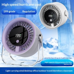 Desktop Standing <b>Desk</b> Fan Office Portable USB Rechargeable Wall Mount <b>Mini</b> 199 Speeds High Wind Force Digital Display Box - Product Image 2