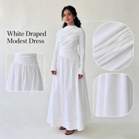 Robe Abaya élégante en satin et mousseline de soie, style décontracté, avec taille torsadée, personnalisable en OEM