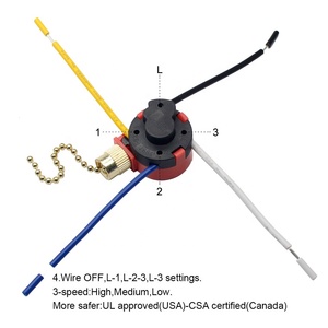 Interrupteur à chaîne de remplacement pour ventilateur de plafond Zing Ear ZE-268S1, 3 vitesses, 4 fils, 6A max. Courant - Product Image 4