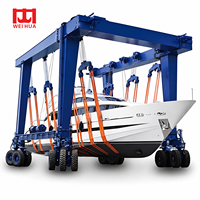 Grue mobile à portique sur pneus en caoutchouc de 50, 100, 300, 500 tonnes pour levage de yachts, idéale pour marinas, clubs nautiques et chantiers navals