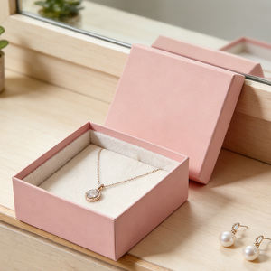 Cajas de Regalo de Joyería Personalizadas con Tapa y Base Cuadradas Rosadas, con Logotipo en Relieve - Product Image 3