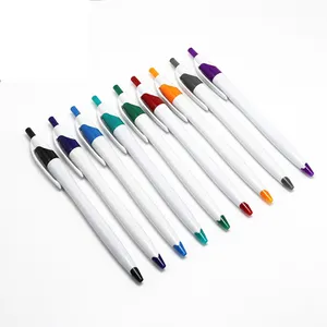 2024 Costom Logo Advertising Plastic Ball Pen Promotional Plastic Promotion 10 Colorful Logo Pen Ballpoint Pen 0.5 MM