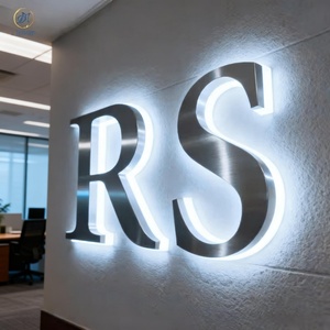 <span class=keywords><strong>ป้าย</strong></span>โลโก้ไฟแบ็คไลท์ 3 มิติ ผลิตตามสั่ง <span class=keywords><strong>ป้าย</strong></span>โลหะตัวอักษร <span class=keywords><strong>ป้าย</strong></span><span class=keywords><strong>ไฟ</strong></span> LED สำหรับธุรกิจ สำนักงานต้อนรับ บริษัท - Product Image 1