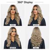 Elegante Peluca de Ondas Sueltas de 24 Pulgadas para Mujer, Color Rubio Ceniza Sedoso, Cabello Sintético Natural Resistente al Calor para Uso Diario