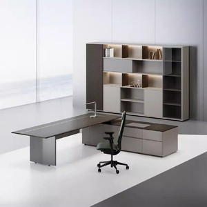 Escritorio Ejecutivo para CEO - Diseño Clásico Moderno <span class=keywords><strong>de</strong></span> Lujo, Material MDF, Muebles <span class=keywords><strong>de</strong></span> Oficina Comerciales para un Trabajo que Ahorra Espacio - Product Image 1