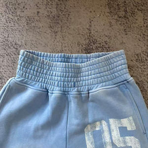 Erkek yüksek kalite % 100% pamuk koşu pantolonları 400gsm geniş düz boynuz tasarım özel boy düz bel spor için - Product Image 3