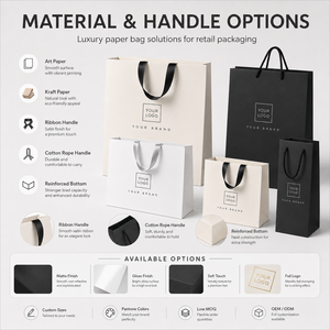 Borsa Shopper <span class=keywords><strong>di</strong></span> Lusso in <span class=keywords><strong>Carta</strong></span> con Stampa Logo Personalizzato per Cosmetici, Abbigliamento, Scarpe e Regali, Sacchetto per Boutique con Manico in Nastro - Product Image 6