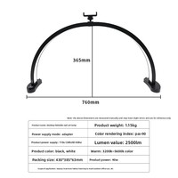 Lampe de beauté LED pliable en demi-lune de 28 pouces, multi-prises, en forme de U, 40W, lampe de table, charge de téléphone, tatouage, broderie des sourcils