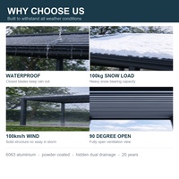 Pergola intelligente en aluminium à lames orientables, motorisée, avec télécommande, pour jardin, gazebo, auvent de terrasse toutes saisons, résistant au vent et à l'eau