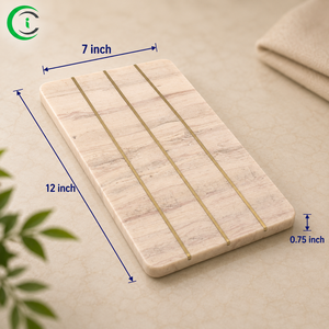 Tabla de Quesos de Mármol Rosa CCI de 12 Pulgadas con Borde de Latón, Plato de Servir Premium para Cocina, Charcutería y Aperitivos - Product Image 3