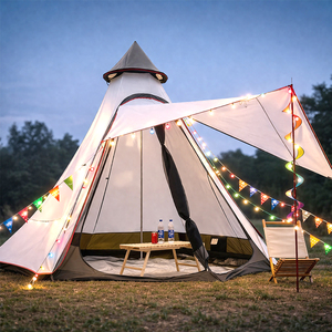 Grande tente de camping en forme de dôme pour 5-6 personnes, double couche, imperméable, type <span class=keywords><strong>tipi</strong></span> avec auvent pour le camping en plein air - Product Image 1