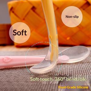 Cuchara de Silicona para Bebés con Contenedor, Cuchara Suave con Mango para Recién Nacidos, <span class=keywords><strong>Vajilla</strong></span> con Diseño Sólido - Product Image 3