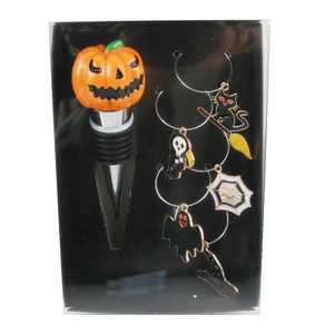 Chenxusheng Halloween Wine Stopper With Glass Ring Set Pumpkin Shape Reusable Bottle For Party Decor - Product Image 4