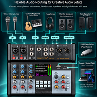 CHXYKOM Mixeur audio ultra-compact 4 canaux, prend en charge la diffusion en direct mobile, l'enregistrement et les effets sonores multiples