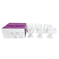 Vente en gros de coupes à dessert en verre transparent en forme de fleur avec pied, bols à sundae en forme de pétale de tulipe pour la crème glacée, le pudding, les fruits, les parfaits
