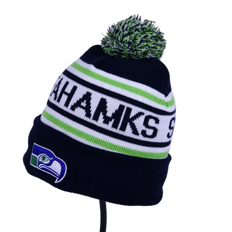 Kaliteli özel işlemeli Logo kış soğuk hava amerikan futbolu bere Toques takımı spor örme şapka OEM