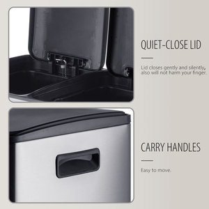 Poubelle à pédale à double compartiment <span class=keywords><strong>60L</strong></span> (2x30L) en acier inoxydable avec fermeture douce et seaux intérieurs séparés pour la cuisine - Product Image 2
