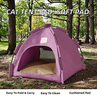 Maison pliable pour chat et chien d'intérieur/extérieur avec housse amovible et coussin doux lavable - Design mignon