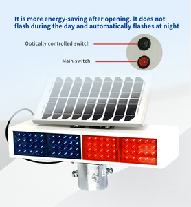 Lampu Strobo Sinyal Lalu Lintas Tenaga Surya Harga Distributor 4 Grup Lampu Peringatan Strobo Keselamatan Jalan Lampu Berkedip Merah Biru - Product Image 6