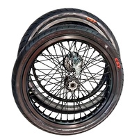 Set Roda Supermoto Sur-Ron Light Bee X LBX 17" Performa Tinggi CNC Aluminium Perak Krom Ban Jalan Raya Suku Cadang Sepeda Motor Listrik